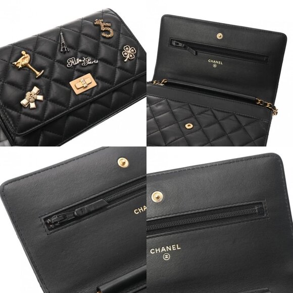 CHANEL 2.55 Matelasse Embroidered Chain Wallet Black/Noir - Picture 7 of 12